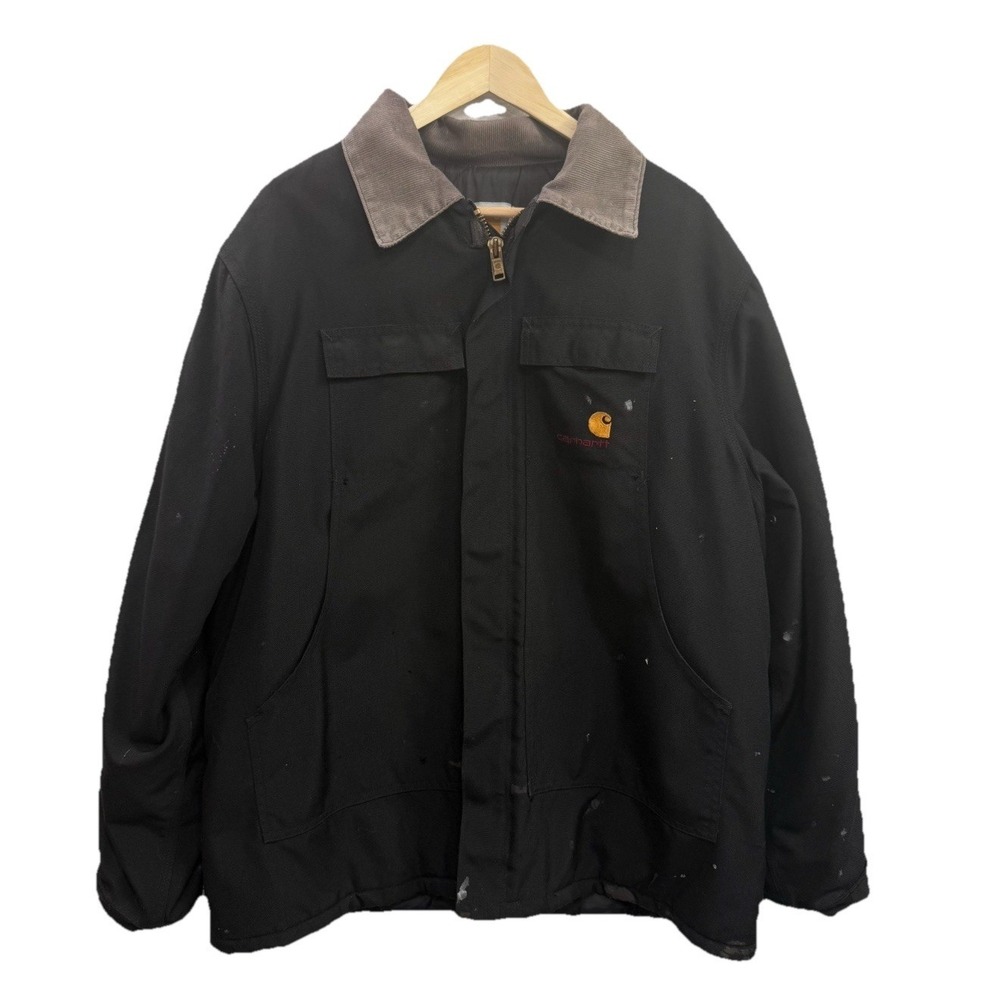 Vtg 90s Carhartt Quilt Lined Chore Jacket Mens XL Work Wear Black Arctic Detroit